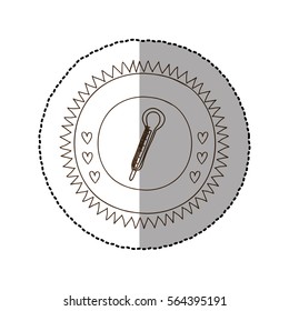 monochrome circular frame with middle shadow sticker with thermometer