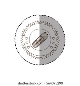 monochrome circular frame with middle shadow sticker with band aid