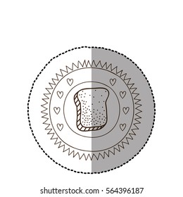 monochrome circular frame with middle shadow sticker with slice of bread