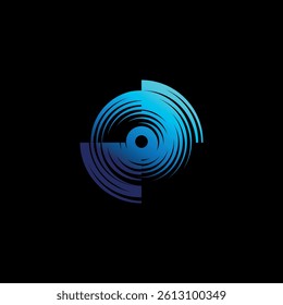 Monochrome circular propeller and vortex symbol. Vector