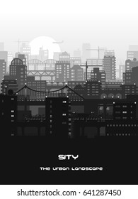 Monochrome city landscape