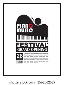 monochrome classical concert emblem with piano