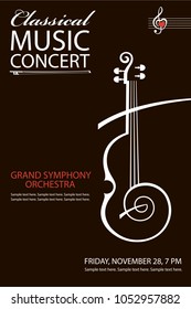 monochrome classical concert poster with violin image