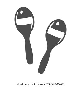 Monochrome classical maracas icon vector illustration. Simple logo rumba shakers or shac shacs musical instrument isolated on white. Antique Latin music acoustic beat rhythm equipment for dance