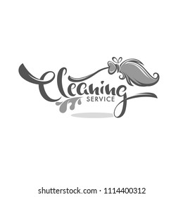 Monochrome Clean lettering logo, label or emblem for your cleaning service 