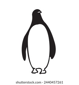 monochrome clip art of penguin