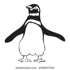 monochrome clip art of penguin