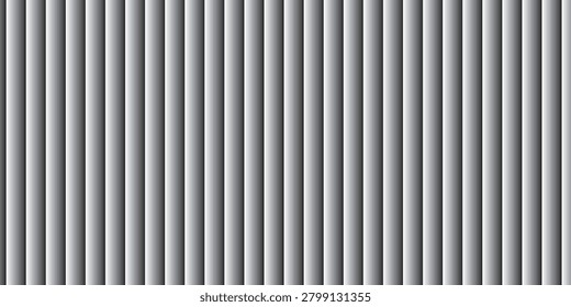 Monochrome close-up of vertical metal columns creating a repeating striped pattern and rhythmic symmetry. Minimal industrial texture ideal for backgrounds, architectural concepts, design, and modern abstract visuals.

