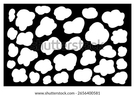 Monochrome Cloud Shape Pattern Background | White Variation, Abstract, Hand-drawn Design