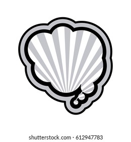 monochrome cloud speech with black outline and sun rays at background vector illustration