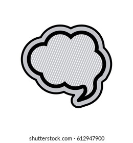 monochrome cloud speech and black outline with diagonal lines at background vector illustration