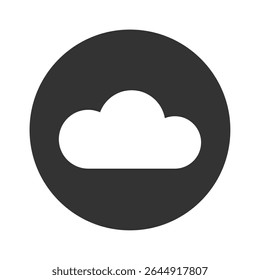 Monochrome Cloudy Icon – Flat Black Cloud Symbol
