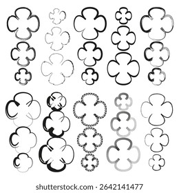 Monochrome clover icon. Thin line outline. Vector leaf pattern. Simple black white.