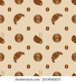Monochrome Coffee Shop Seamless Pattern vector illustration