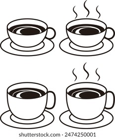 Monochrome coffee and tea illustration set