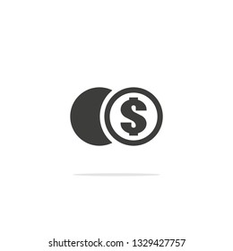 Monochrome coin vector illustration isolated on white background.
