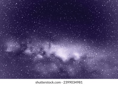 Monochrome cold blue space background. Night starry sky and Milky Way