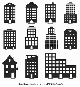 monochrome collection of buildings for your design