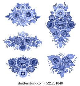 monochrome collection of fancy decoration floral pattern for your design