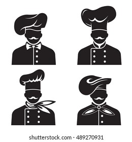 monochrome collection of four mustachioed chefs