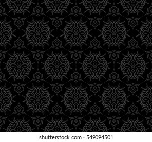 monochrome color fantasy geometry pattern. floral theme. vector seamless illustration. for design, wallpaper, card, invitation