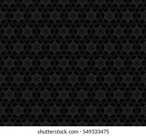 monochrome color fantasy geometry pattern. floral theme. vector seamless illustration. for design, wallpaper, card, invitation