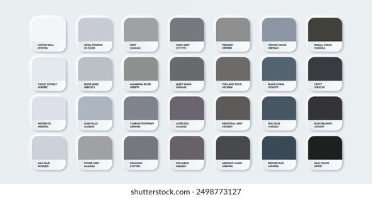 Monochrome color palette collection. Color gradation from white to black. Vector illustration	