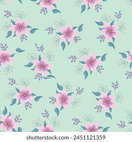 monochrome color a solid simple small chamomile flower with stalk leaves, all over vector design with bright solid background illustration digital image for textile printing factory