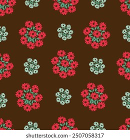 monochrome color a solid simple small chamomile flower with stalk leaves, all over vector design with bright solid background illustration digital image for textile printing factory