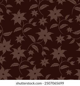 monochrome color a solid simple small chamomile flower with stalk leaves, all over vector design with bright solid background illustration digital image for textile printing factory