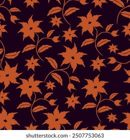 monochrome color a solid simple small chamomile flower with stalk leaves, all over vector design with bright solid background illustration digital image for textile printing factory