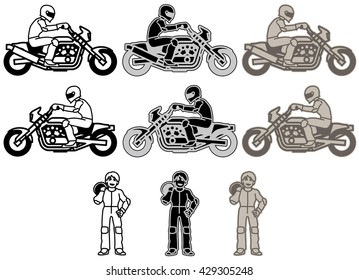 A monochrome color variations set at the motorcycle of Drug type.