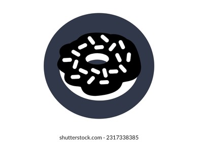 Monochrome colors. Sweet donut with dark chocolate and marshmallow. Trendy, stylish, fashionable, seamless vector pattern for design and decoration.