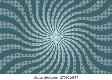 Fondo monocromo del sunburst del océano del cómic con los puntos del semitono 