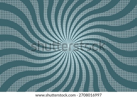 Monochrome comic book ocean sunburst background with halftone dots 