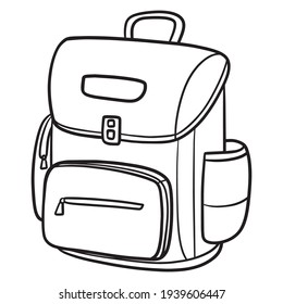 monochrome comic school bag. vector illustration.