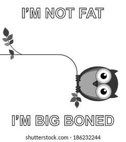 Monochrome comical not fat owl isolated on white background