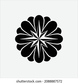 Monochrome Compass Flower Logo Icon Design Vector