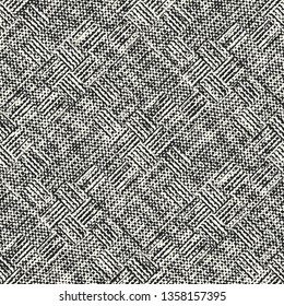 Monochrome Complexity Canvas Textured Background. Seamless Pattern. 