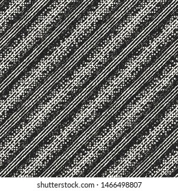 Monochrome Complexity Textured Diagonal Striped Background. Seamless Pattern. 
