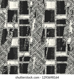 Monochrome Komplexität strukturierte Störblöcke Graphic Motif. Nahtloses Muster.