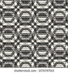 Monochrome Complexity Textured Geometric Graphic Motif. Seamless Pattern.