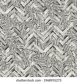 Monochrome Complexity Textured Herringbone Seamless Pattern