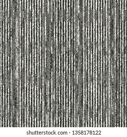 Monochrome Complexity Textured Herringbone Strokes. Seamless Pattern.