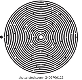 Monochrome concentric maze pattern template