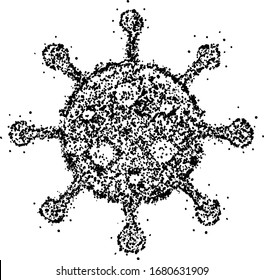 Monochrome concept of corona-virus cell. Vector corona microbe.