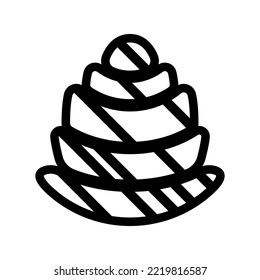Monochrome cones of conifers. Linear and filled icons.