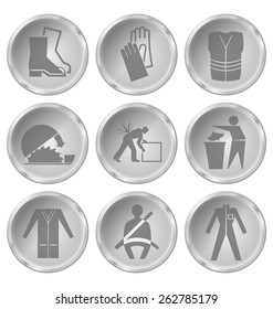 Monochrome construction manufacturing and engineering health and safety related icon set isolated on white background