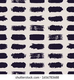 Monochrome contemporary seamless pattern with brush strokes. Modern collage illustration in vector