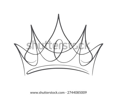 Monochrome continuous line of a regal crown royalty symbol monarchy